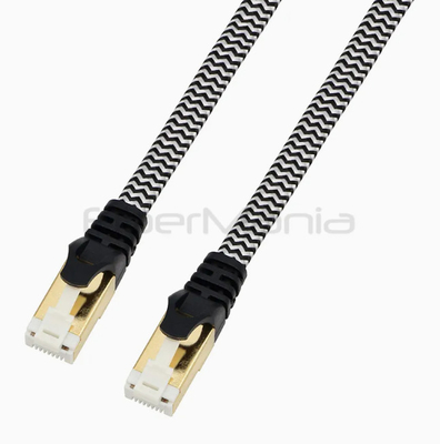 Flat Wire Cat7 Ethernet Cable 10Gbps Nylon Braided RJ45 Copper Patch Cords