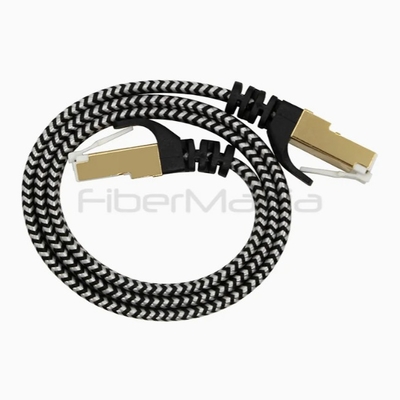 Flat Wire Cat7 Ethernet Cable 10Gbps Nylon Braided RJ45 Copper Patch Cords