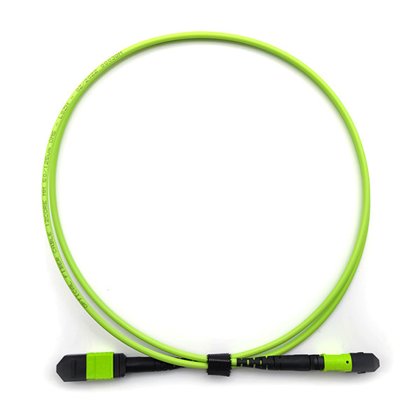 12 Fibers MPO Trunk Cable Female To Female Polarity A OM5 OFNP Lime Jacket