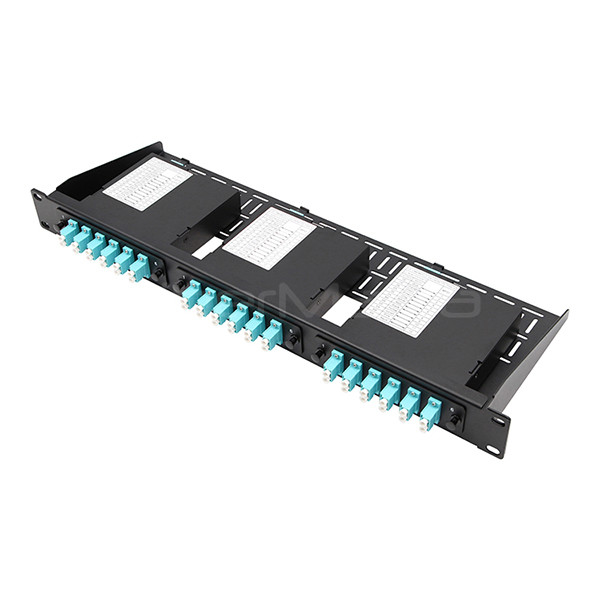 1U 19 Inch MPO Blank Patch Panel Fully Loaded With OM3 MTP To LC Cassette