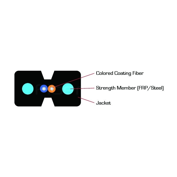 Lightweight FTTH Optical Fiber Cable Bow Type Drop Cable 2 Core