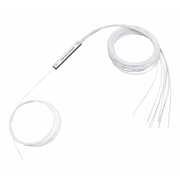 Mini Steel Tube Type 0.9mm Fiber Optic PLC Splitter 1X8 250μm Without Connector