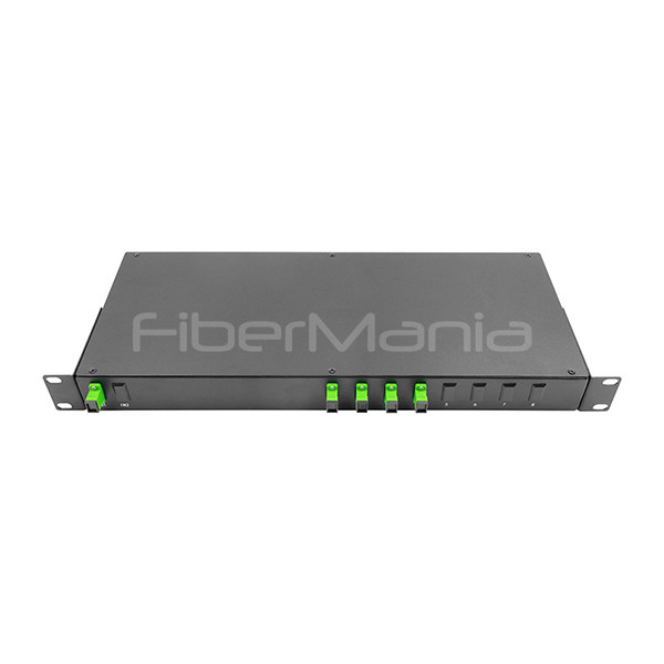 1U 19 Inch Rack Mounted Optical PLC Splitter 1×4 SC APC Connectors With Adapters
