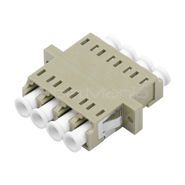 Beige Multimode Quad Fiber Optic Adapters LC To LC Fiber Coupler