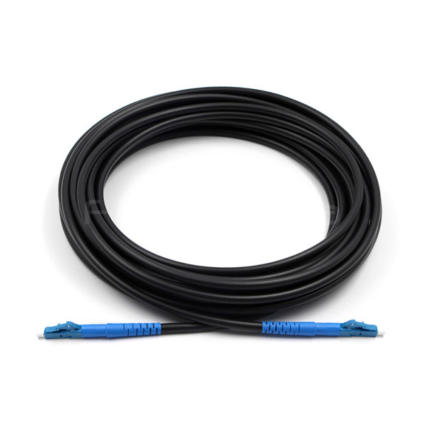 Black Singlemode 9/125 OS2 Fiber Patch Cable , LSZH Armored Fiber Cable