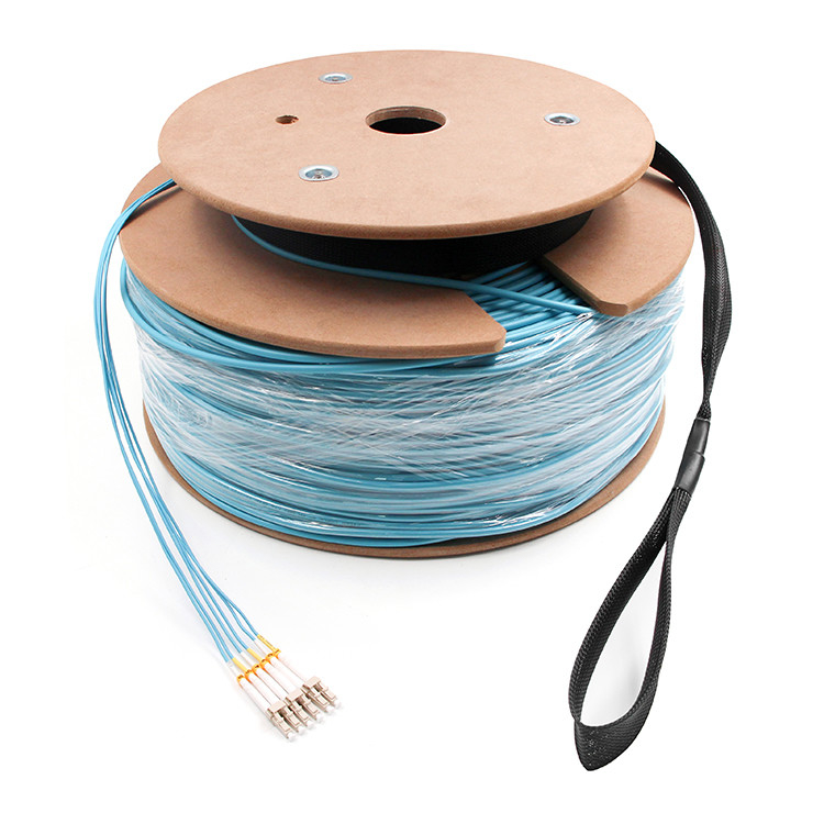 LC To LC 6 Strand Multimode OM3 OFNR Breakout Cable 3.0mm Aqua